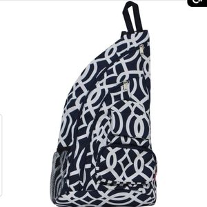 🍏 🆕️Bling Backpack. Navy And White patter